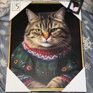 Festive Cat Canvas Art - Multicolor